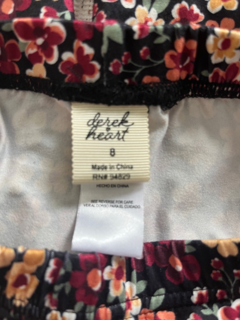 Derek Heart Black Skirt with Red, Orange & Yellow Floral Print